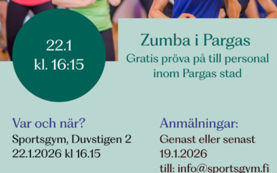 ZUMBA för Pargas stads anställda to 22.1 kl 16.15